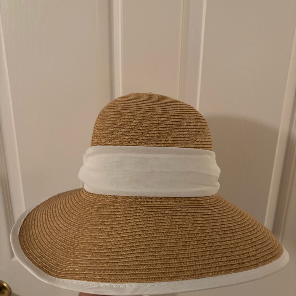 San Diego Hat Company Tan and White Wide Brim Hat